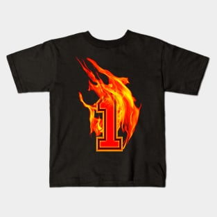 Burning Hot Sports Letter 1 Kids T-Shirt